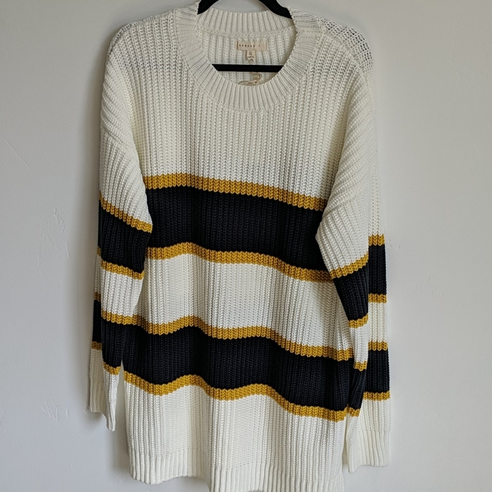 Navy and yellow stripe sweater